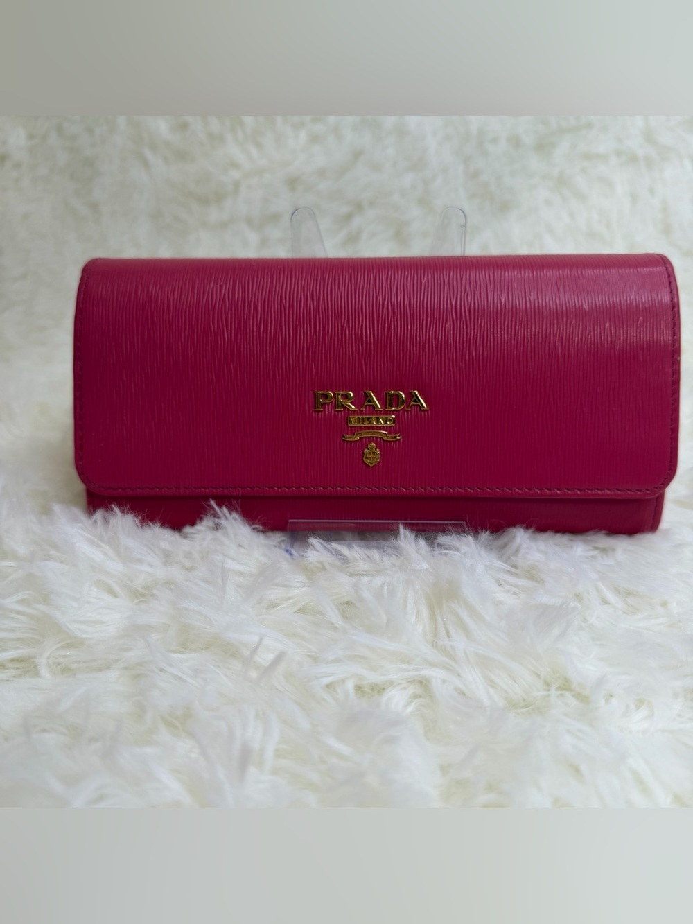 Prada Pink Saffiano Leather Flap Continental Wallet